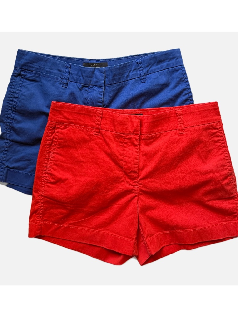 J. Crew Chino Shorts -- Bundle of 2, Cobalt Blue and Red-Orange, Size 2